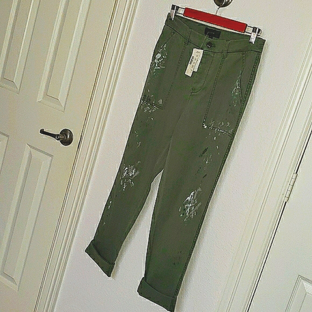 JCREW high waist slouch/baggy pants olive green